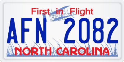 NC license plate AFN2082