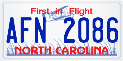 NC license plate AFN2086
