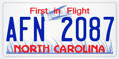 NC license plate AFN2087