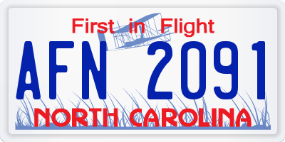 NC license plate AFN2091