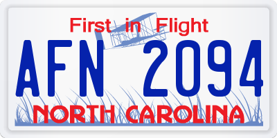NC license plate AFN2094