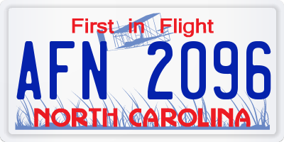 NC license plate AFN2096