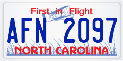NC license plate AFN2097