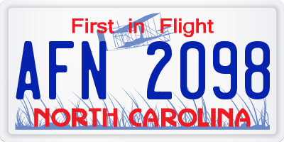 NC license plate AFN2098
