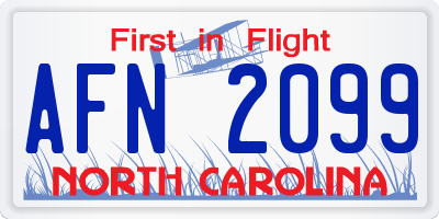 NC license plate AFN2099
