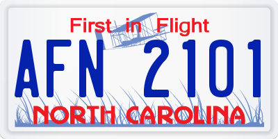 NC license plate AFN2101
