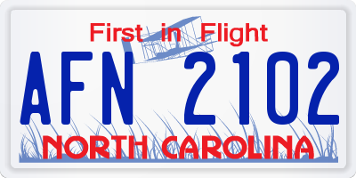 NC license plate AFN2102