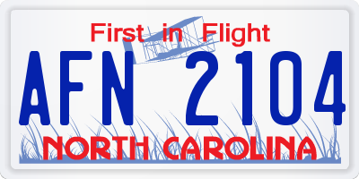 NC license plate AFN2104