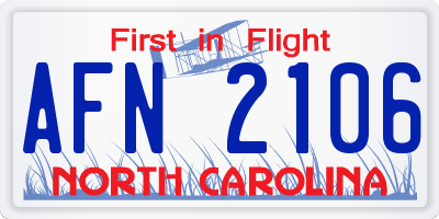 NC license plate AFN2106