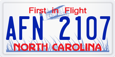 NC license plate AFN2107