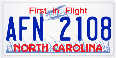 NC license plate AFN2108