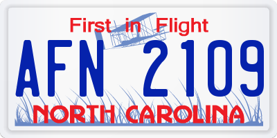 NC license plate AFN2109