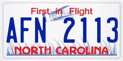 NC license plate AFN2113