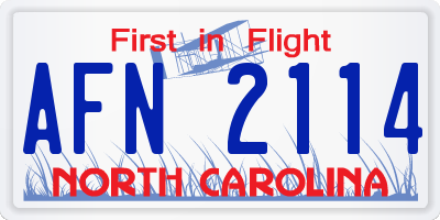 NC license plate AFN2114