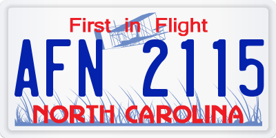 NC license plate AFN2115