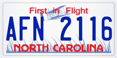 NC license plate AFN2116