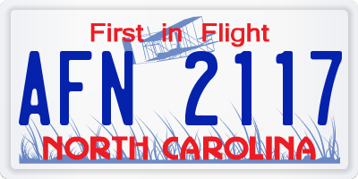 NC license plate AFN2117