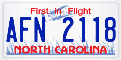 NC license plate AFN2118