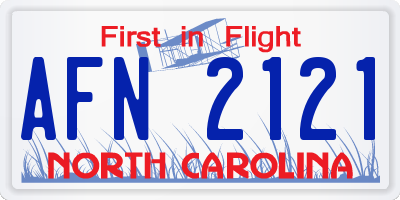 NC license plate AFN2121