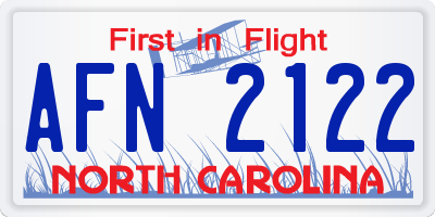 NC license plate AFN2122