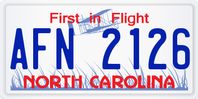 NC license plate AFN2126