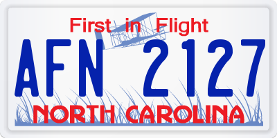 NC license plate AFN2127