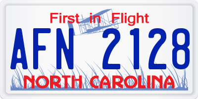 NC license plate AFN2128