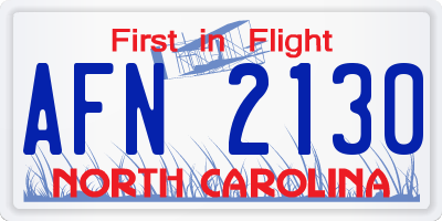 NC license plate AFN2130