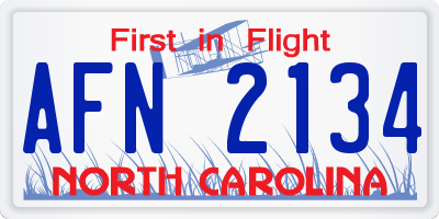 NC license plate AFN2134