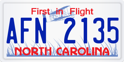 NC license plate AFN2135