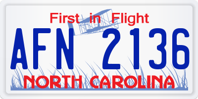 NC license plate AFN2136