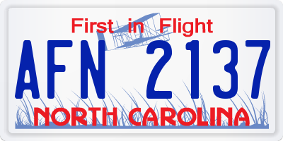 NC license plate AFN2137