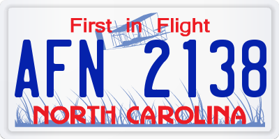 NC license plate AFN2138