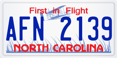 NC license plate AFN2139
