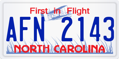 NC license plate AFN2143