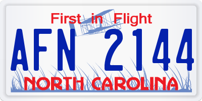 NC license plate AFN2144