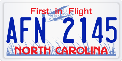 NC license plate AFN2145