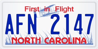NC license plate AFN2147