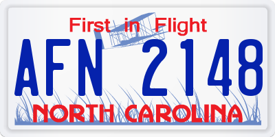 NC license plate AFN2148