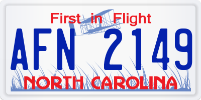 NC license plate AFN2149