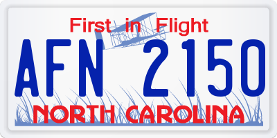 NC license plate AFN2150