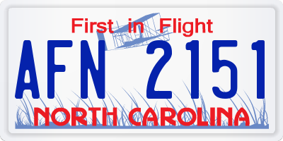 NC license plate AFN2151