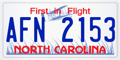 NC license plate AFN2153