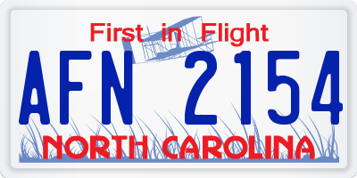 NC license plate AFN2154