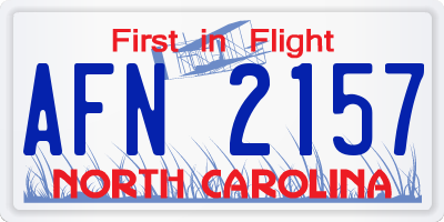 NC license plate AFN2157