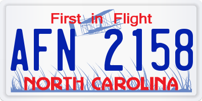 NC license plate AFN2158