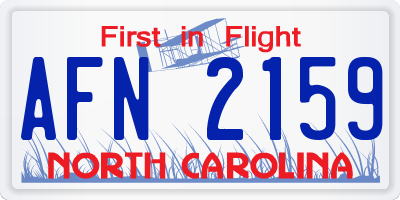 NC license plate AFN2159