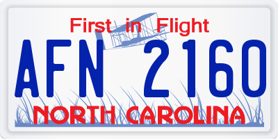 NC license plate AFN2160