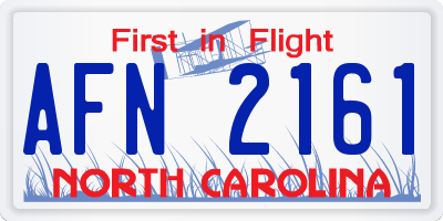 NC license plate AFN2161