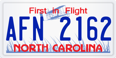 NC license plate AFN2162